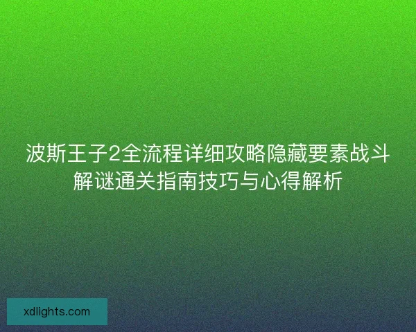 波斯王子2全流程详细攻略隐藏要素战斗解谜通关指南技巧与心得解析